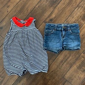 GUC Baby Gap romper and shorts bundle